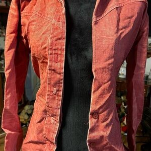 Vintage Women's Red Denim Jacket